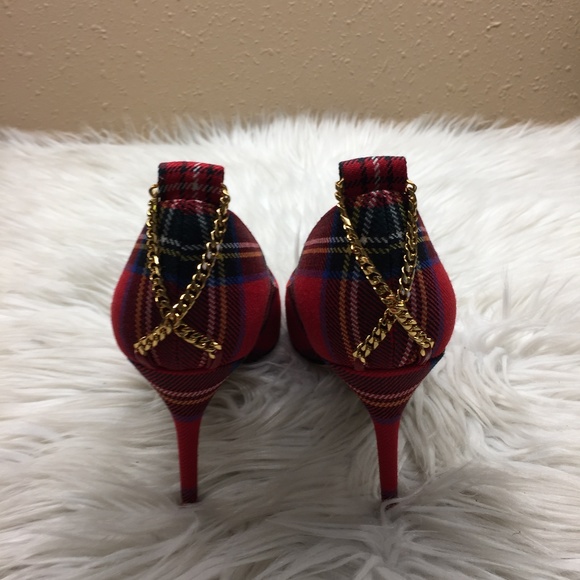 Brian Atwood Red Plaid Heels - Picture 5 of 8